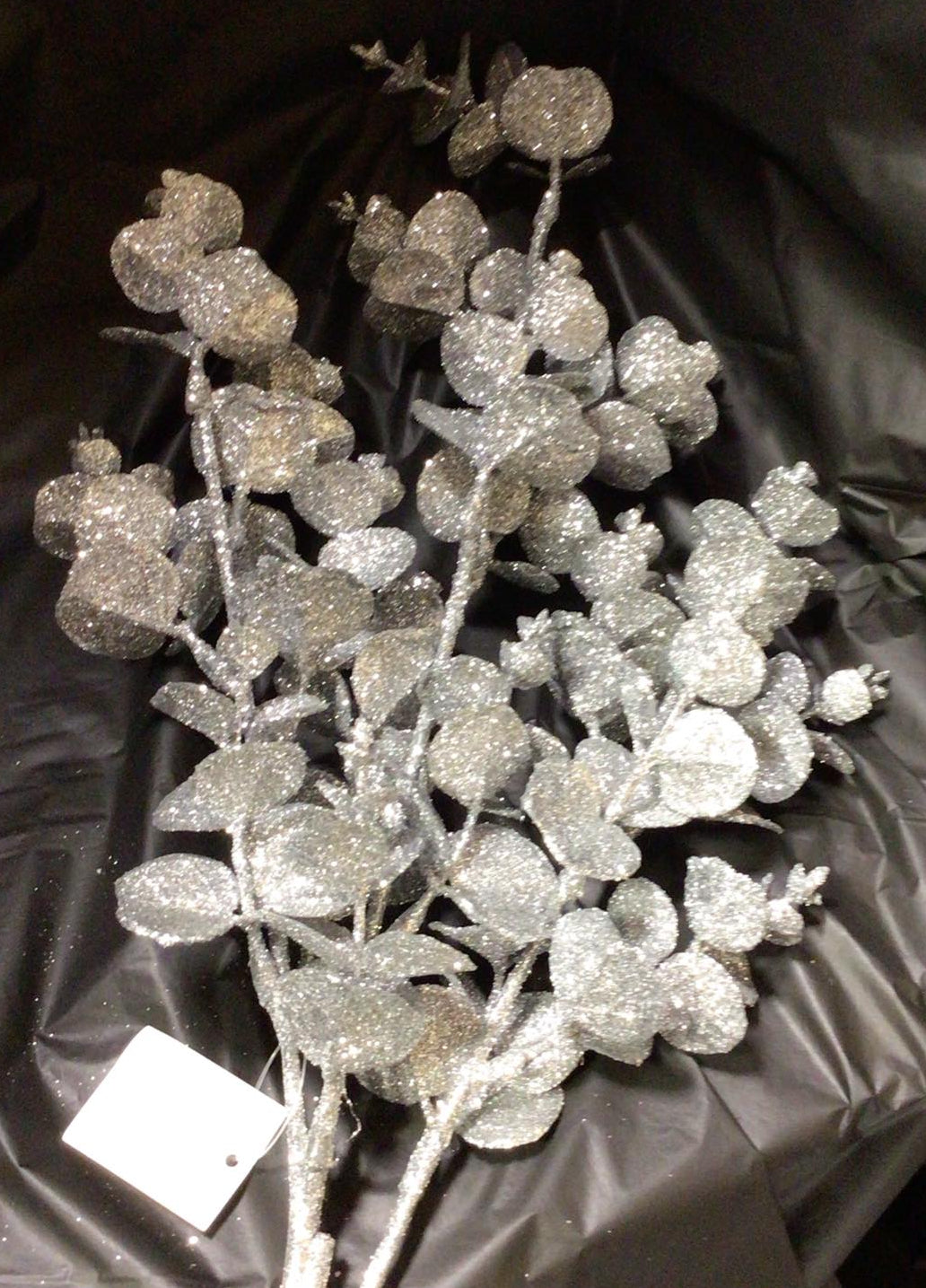 195413SL - 31" Glitter Eucalyptus Spray - Silver