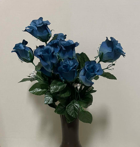 55638-NAVY - Rose Bud (MP) Printed Bush with Gypso