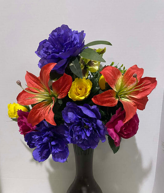 30404ORPUBT - 22" Color Fast Peony Tiger Lily Bush