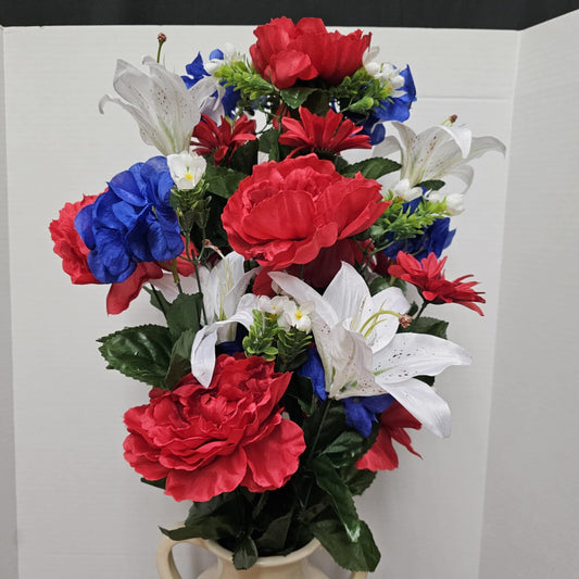 Peony, Hydrangea and Lily Bush - 30596-RWB